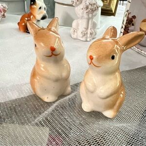 Adorable Ceramic Bunny Figurines, Easter Decor